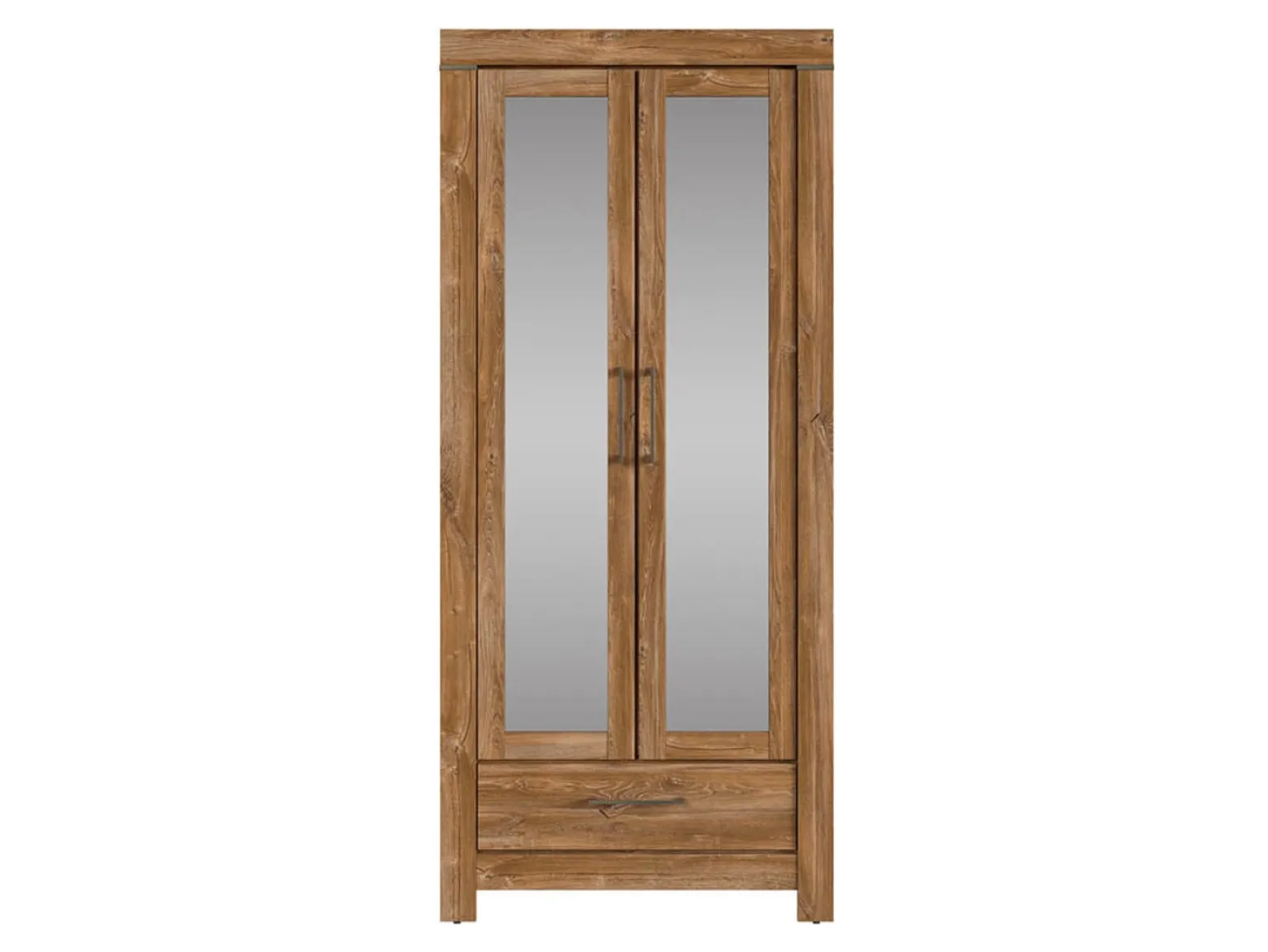 Regał Gent 88 cm z szufladą i 2 drzwiami lustrem dąb stirling