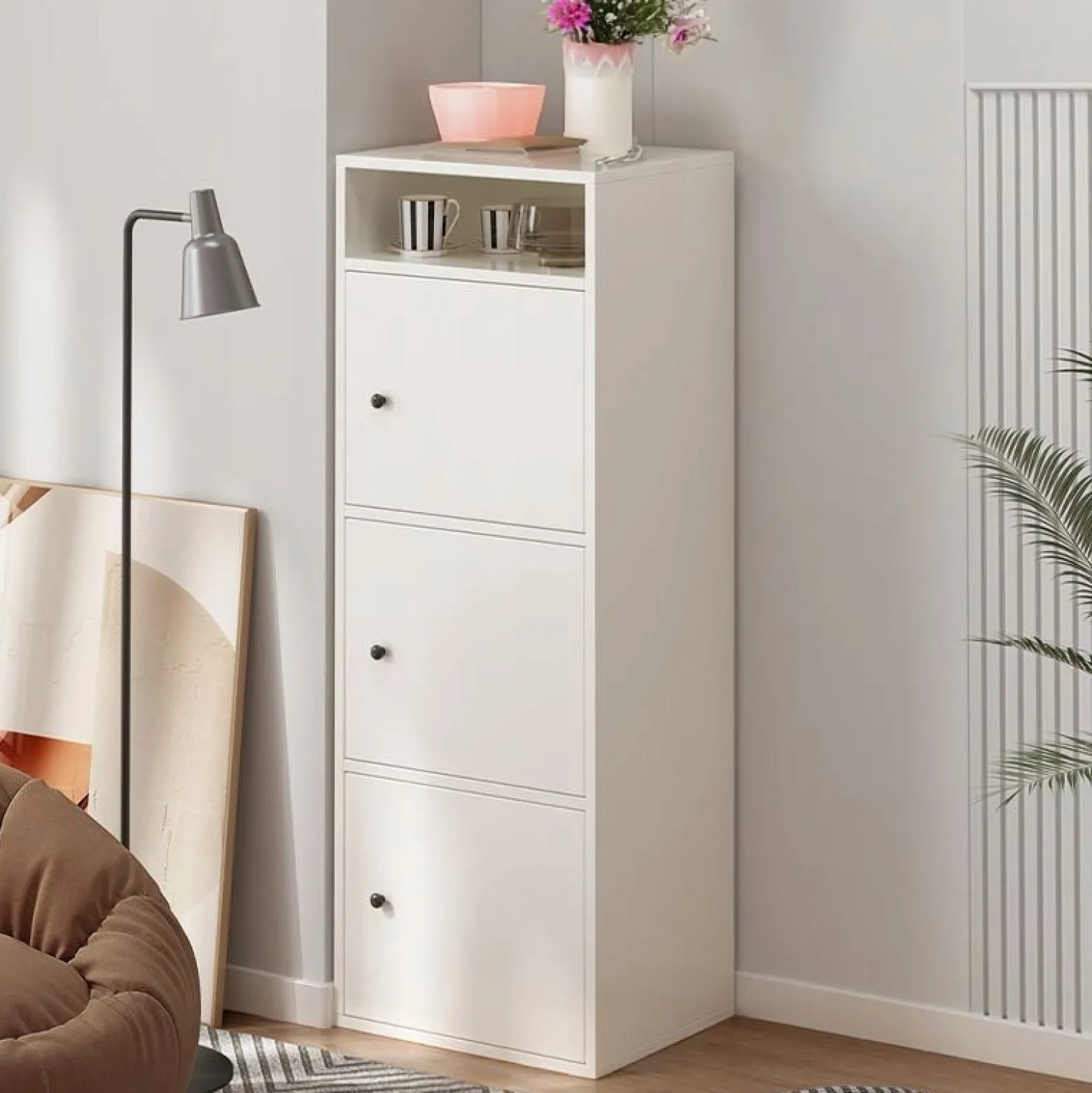 Regał industrialny biały stojący wysoki 138 cm