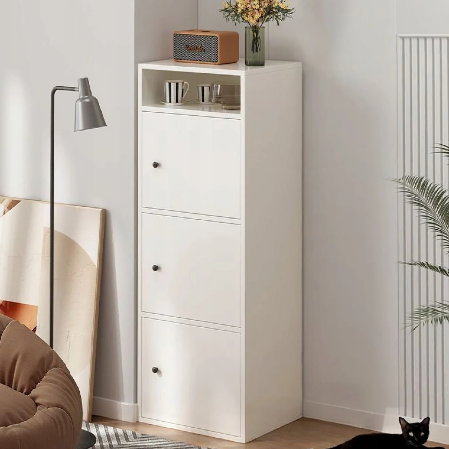 Regał industrialny biały stojący wysoki 138 cm