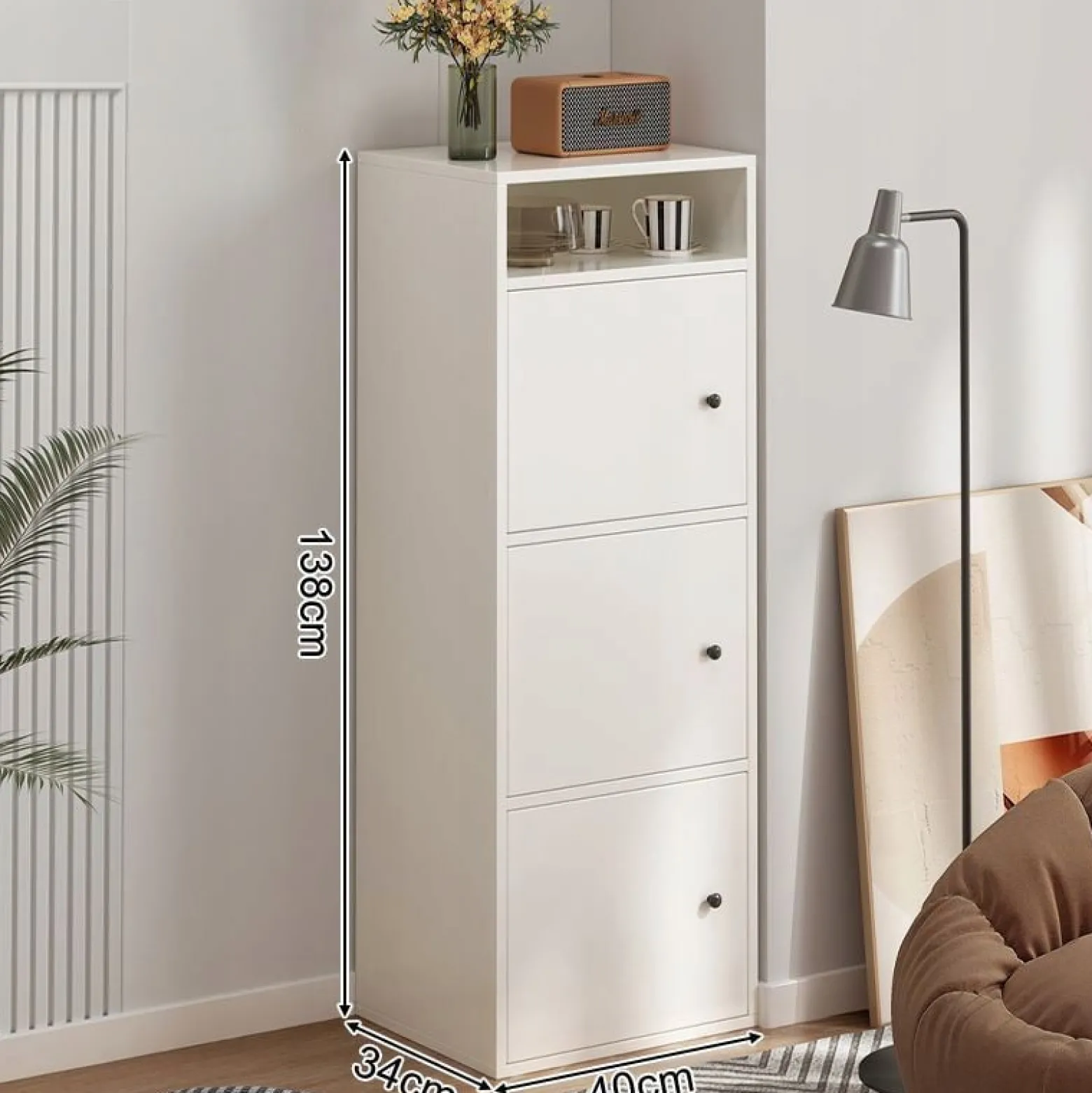 Regał industrialny biały stojący wysoki 138 cm
