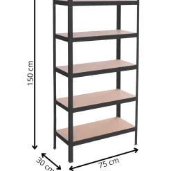 Regał metalowy magazynowy 5 półek 150x75x30 cm 625 kg