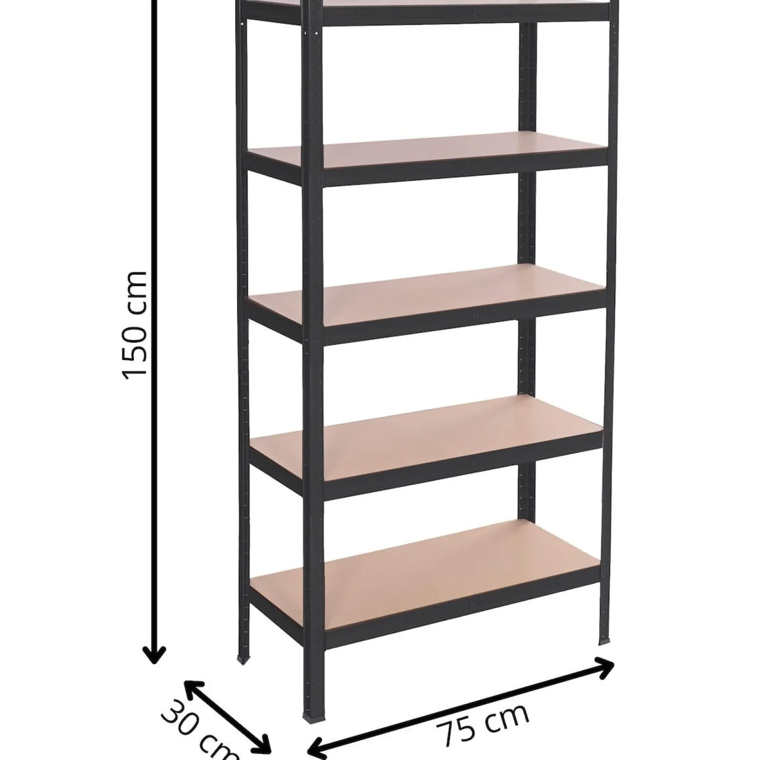 Regał metalowy magazynowy 5 półek 150x75x30 cm 625 kg