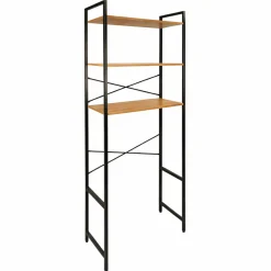Regał nad pralkę loft półki łazienkowy olcha czarny metal 186x66x30