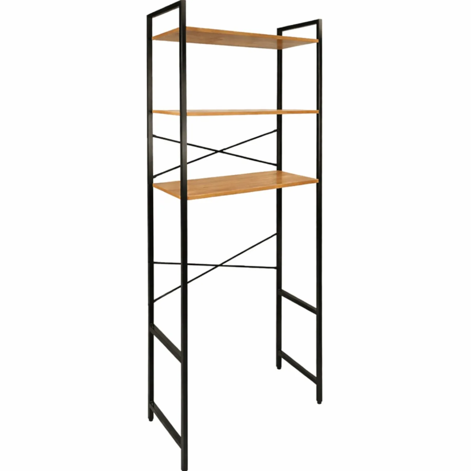 Regał nad pralkę loft półki łazienkowy olcha czarny metal 186x66x30