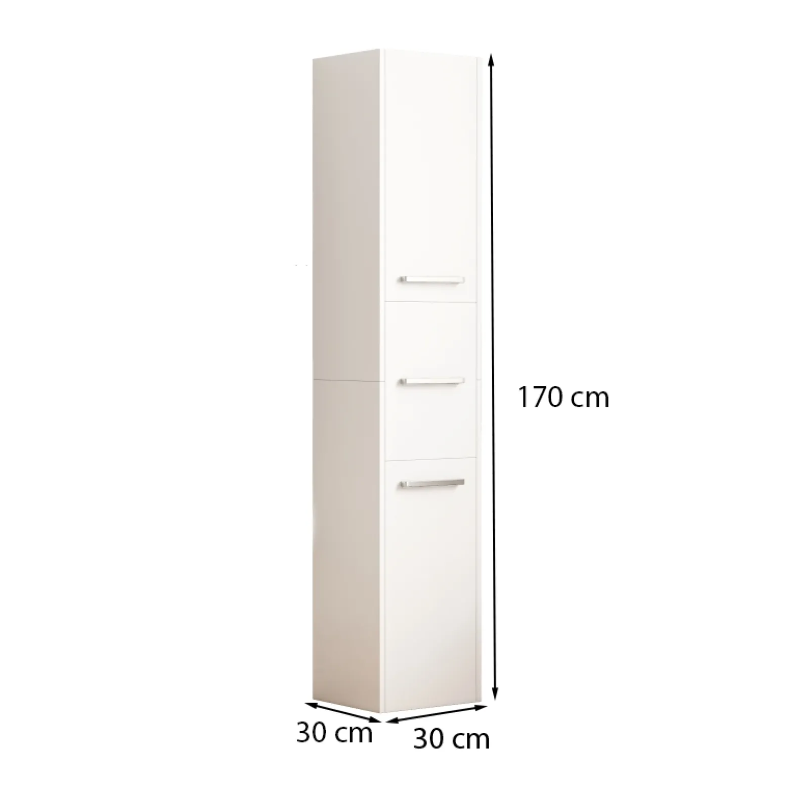 Regał Szafka Biała Nowoczesna Stojąca Słupek Wysoki Loft 3 Drzwi 170 Cm