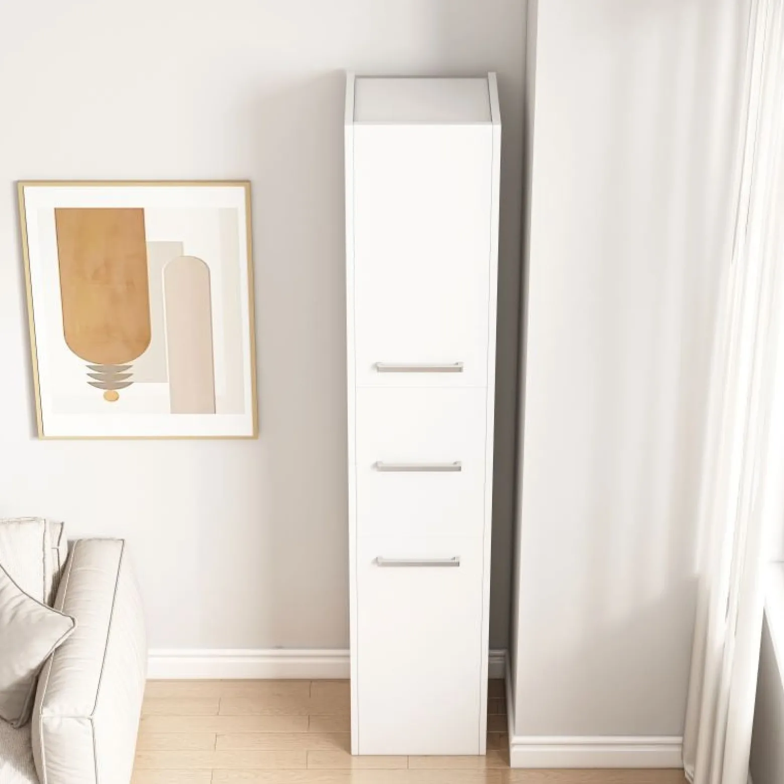Regał Szafka Biała Nowoczesna Stojąca Słupek Wysoki Loft 3 Drzwi 170 Cm
