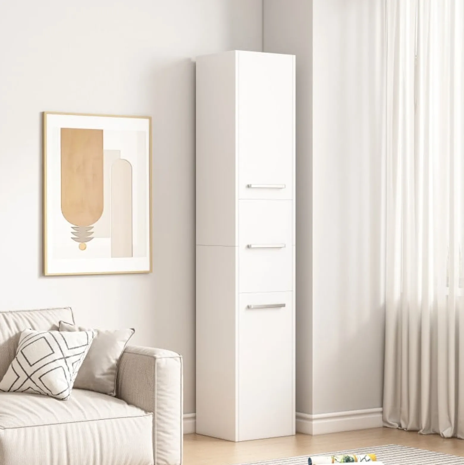 Regał Szafka Biała Nowoczesna Stojąca Słupek Wysoki Loft 3 Drzwi 170 Cm