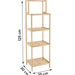 Regał łazienkowy Lambie 5 półek bambus nowoczesny beżowy 125 cm