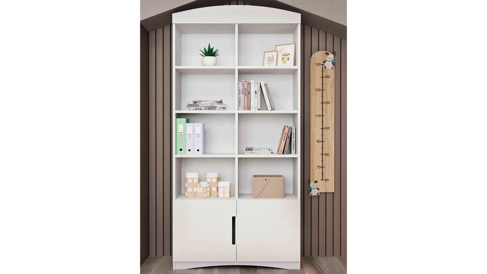 Regał Classic 90 cm z 2 drzwiami i 8 półkami biały