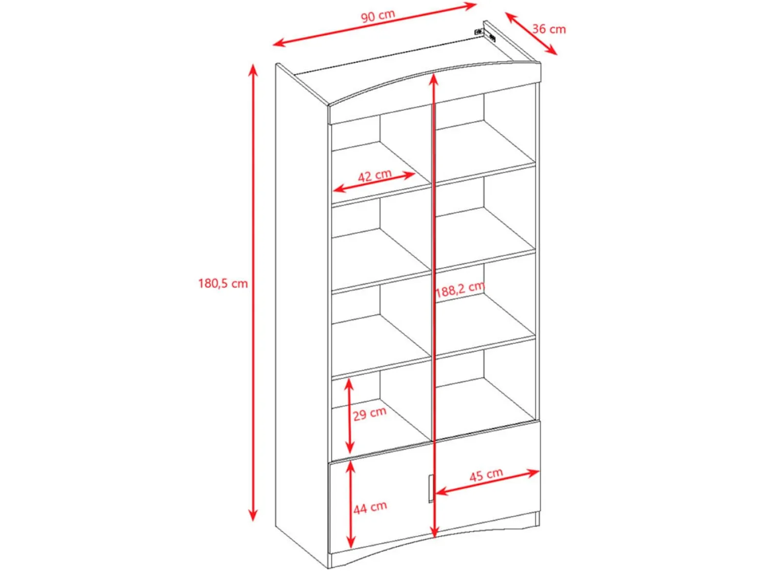 Regał Classic 90 cm z 2 drzwiami i 8 półkami biały