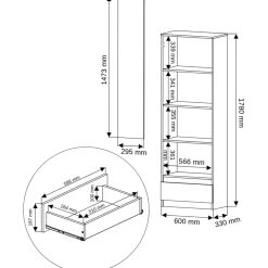 Regał 60 cm szafa 2 drzwi 1 szuflada FRAMIRE B-4 artisan