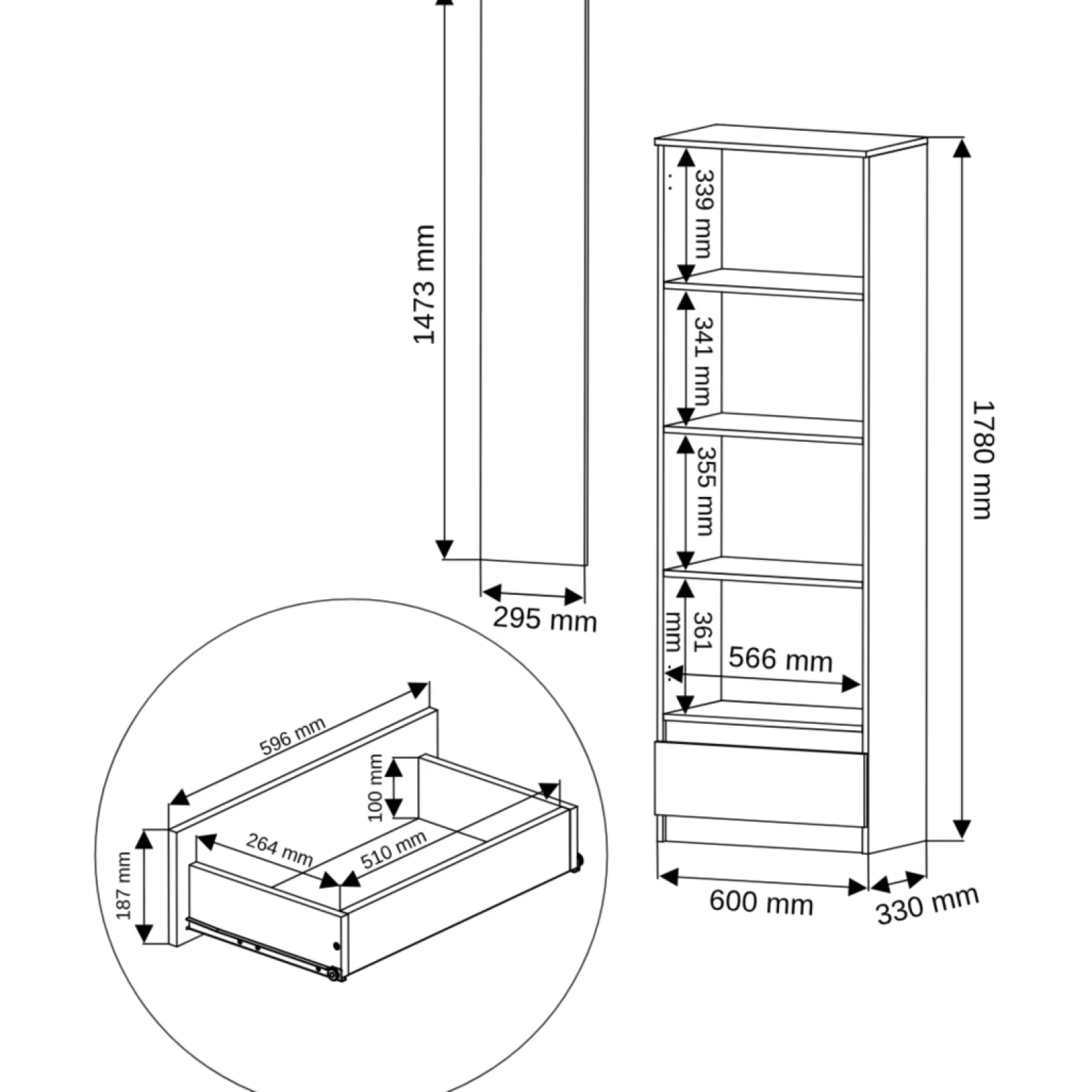 Regał 60 cm szafa 2 drzwi 1 szuflada FRAMIRE B-4 artisan