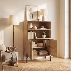 Regał 127 cm z szafką na książki do salonu NUVIO dąb artisan