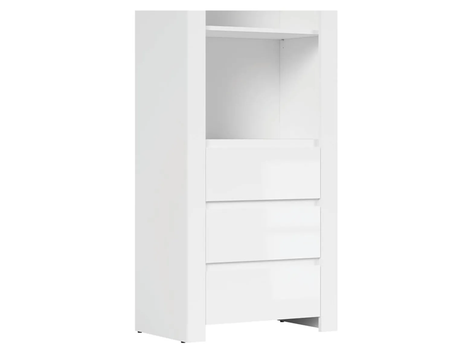 Regał Holten 68 cm z 3 szufladami i 4 półkami biały