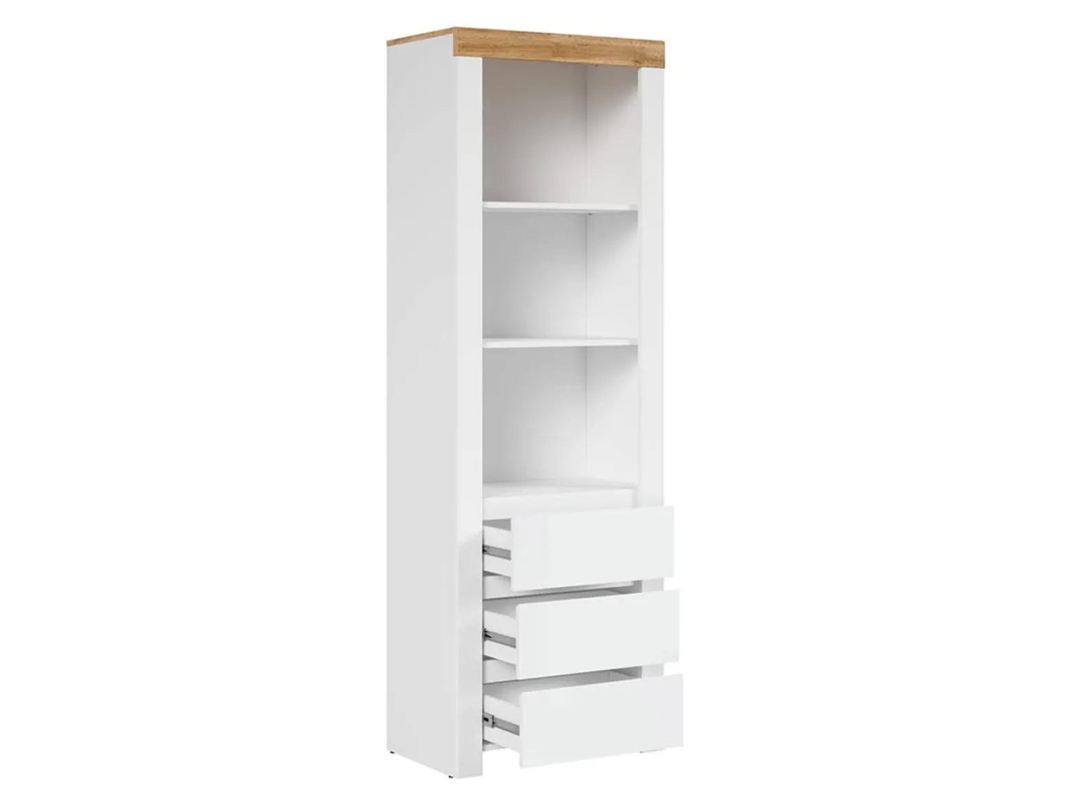 Regał Holten 68 cm z 3 szufladami i 4 półkami biały