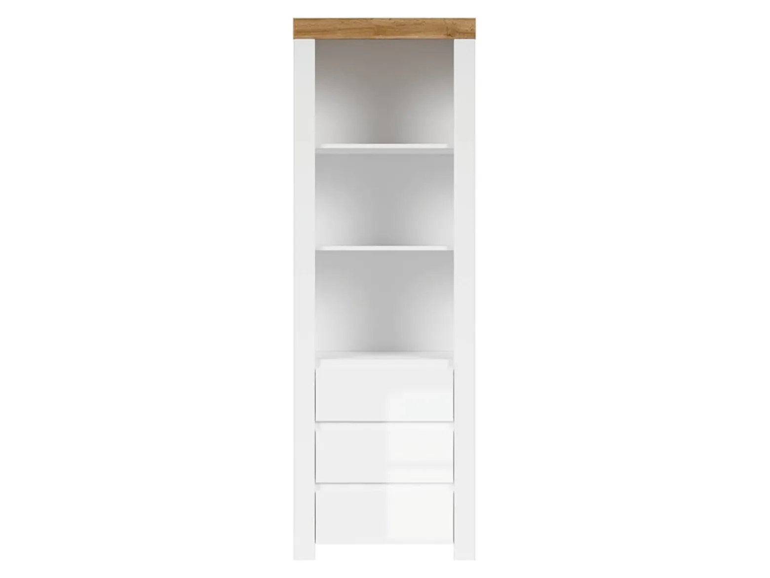 Regał Holten 68 cm z 3 szufladami i 4 półkami biały