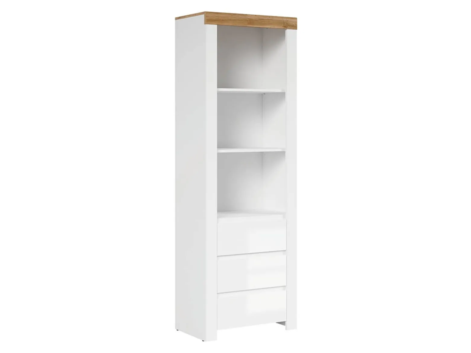 Regał Holten 68 cm z 3 szufladami i 4 półkami biały