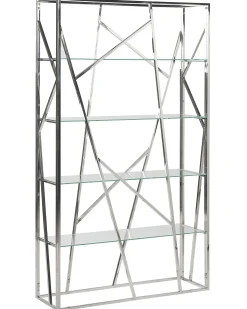 Regał książki 4 półki 32 cm srebrny