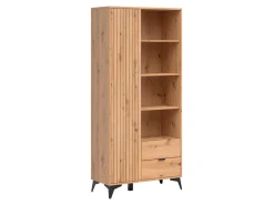 Regał Lamea 90 cm z drzwiami 2 szufladami i 3 półkami dąb artisan