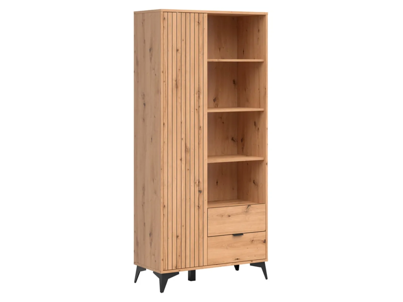 Regał Lamea 90 cm z drzwiami 2 szufladami i 3 półkami dąb artisan