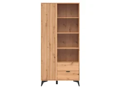 Regał Lamea 90 cm z drzwiami 2 szufladami i 3 półkami dąb artisan