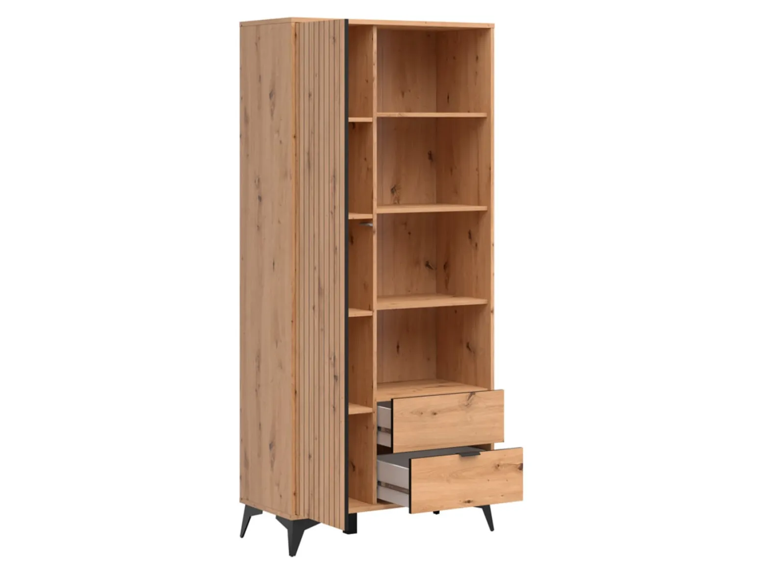Regał Lamea 90 cm z drzwiami 2 szufladami i 3 półkami dąb artisan