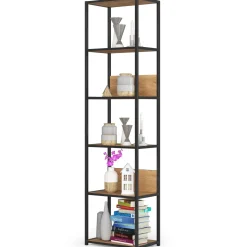 Regał loftowy metalowy 50 cm Czarny, Dąb Craft 50x32x192 cm