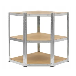 Regał magazynowy narożny metalowy srebrny 5 półek 2w1 180x90x90x40 cm