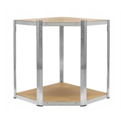 Regał magazynowy narożny metalowy srebrny 5 półek 2w1 180x90x90x40 cm