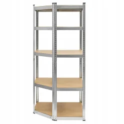 Regał magazynowy narożny metalowy srebrny 5 półek 2w1 180x90x90x40 cm