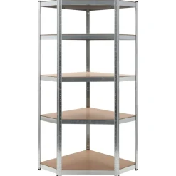 Regał magazynowy, srebrny, 75x75x180 cm, stal i MDF