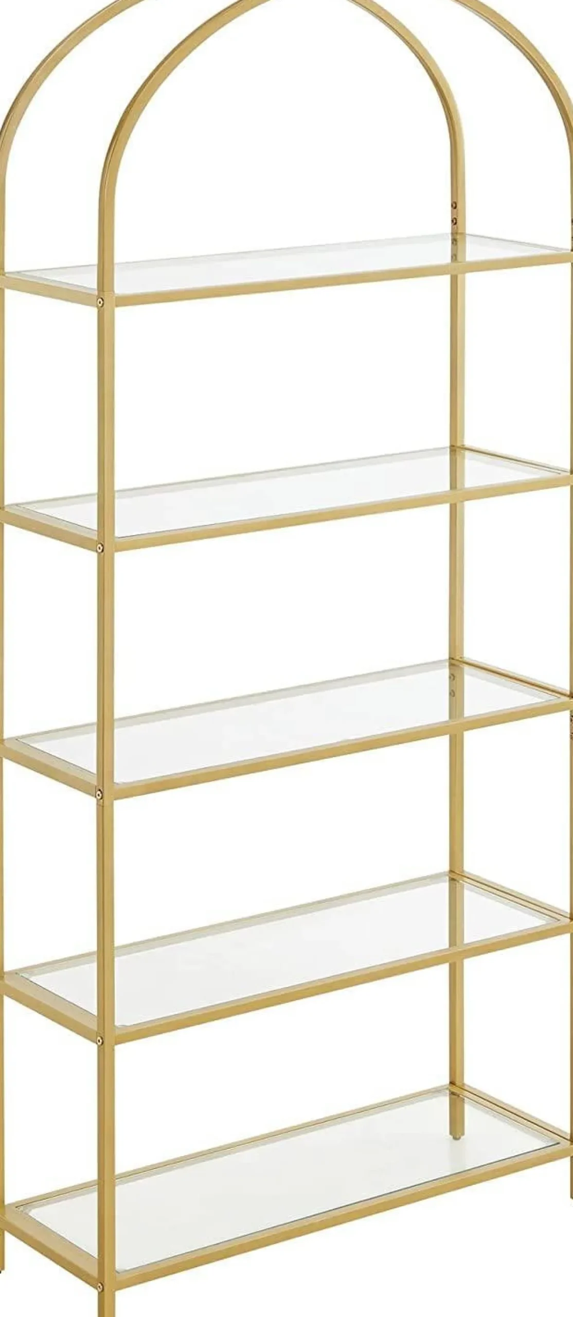 Regał metalowy złoty glamour 5 szklanych półek 183,5 cm 83x30,2 cm