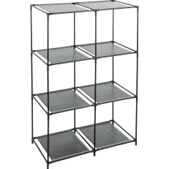 Regał modułowy organizer 8 półek czarny metal 98x68x34 cm do garażu piwnicy
