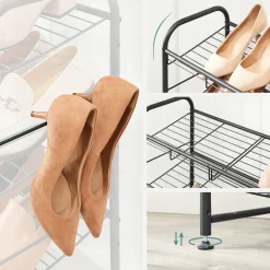 Regał na Buty Metalowy Stojak 3 Półki Nowoczesny Loft Czarny