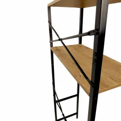 Regał nad pralkę loft półki łazienkowy olcha czarny metal 186x66x30