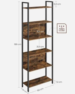 Regał na Książki Półka Loft Industrialny Rustykalny Do Pokoju Salonu