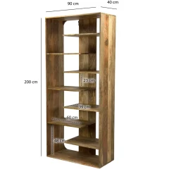 Regał na książki z litego drewna, 200cm, nowoczesny, wysoki regał do salonu