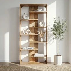Regał na książki z litego drewna, 200cm, nowoczesny, wysoki regał do salonu
