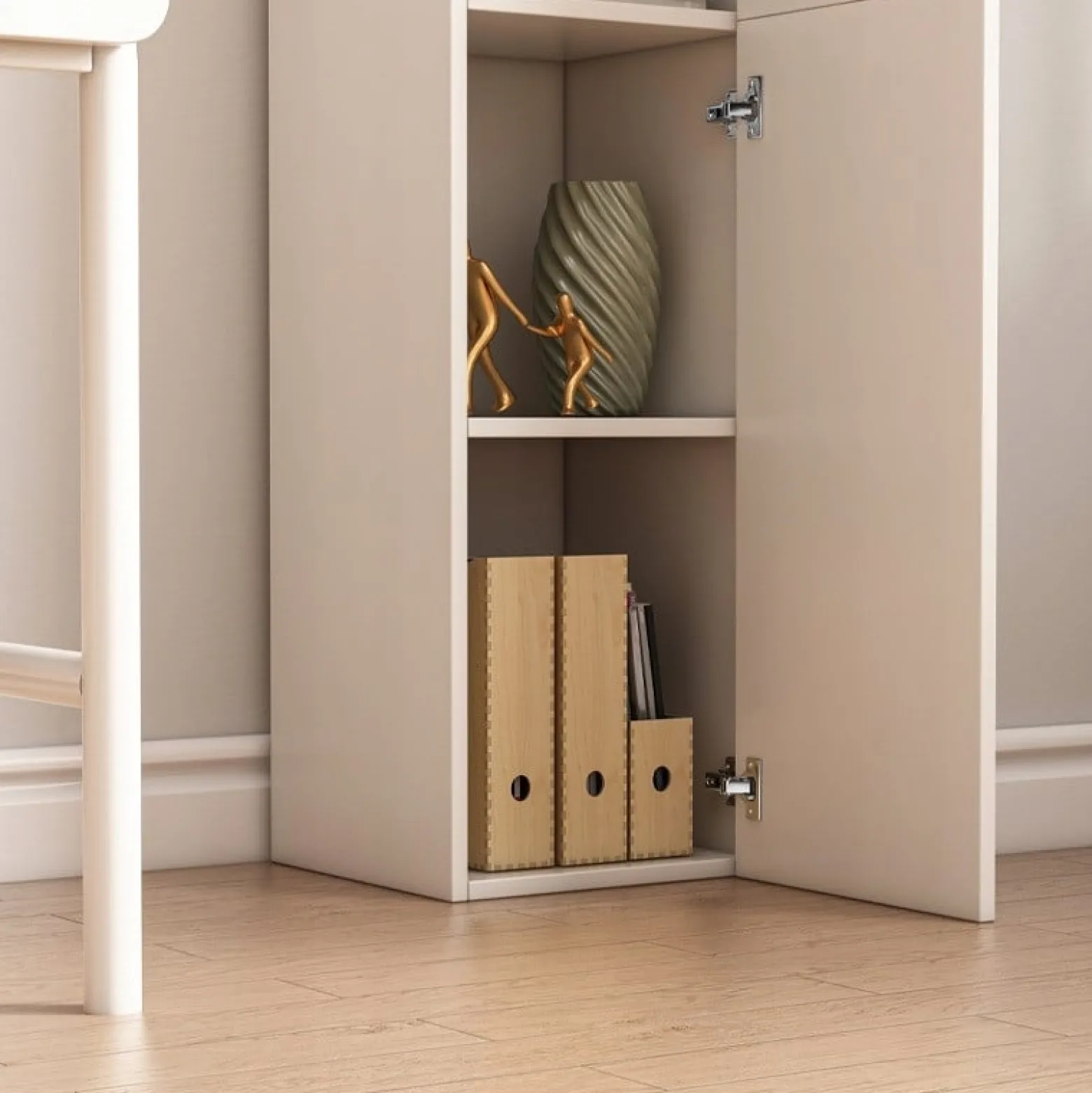 Regał szafka biała nowoczesna stojąca słupek wysoki loft 2-drzwiowy 174 cm
