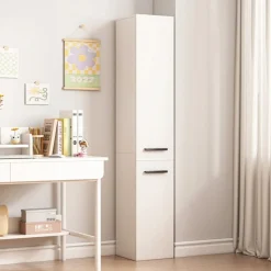 Regał szafka biała nowoczesna stojąca słupek wysoki loft 2-drzwiowy 174 cm