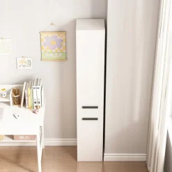 Regał szafka biała nowoczesna stojąca słupek wysoki loft 2-drzwiowy 174 cm