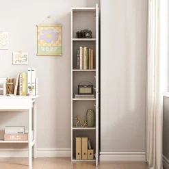 Regał szafka biała nowoczesna stojąca słupek wysoki loft 2-drzwiowy 174 cm