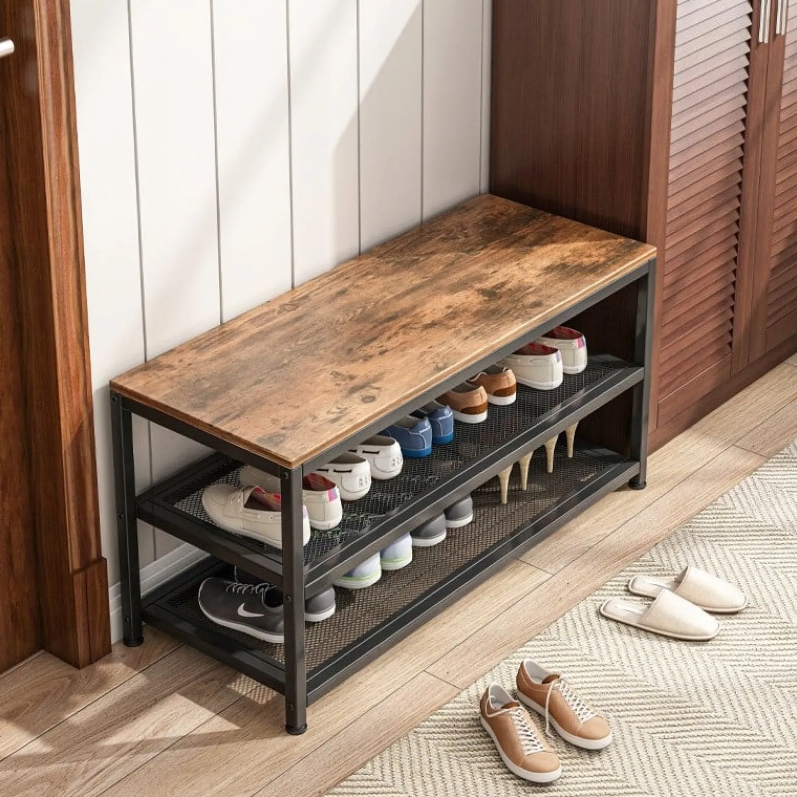 Regał szafka na buty siedziskiem duża półka industrialna loft retro 73 cm