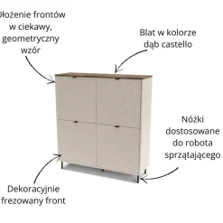 Regał Zamknięty Czterodrzwiowy BLUSH Kaszmir/ Dąb castello
