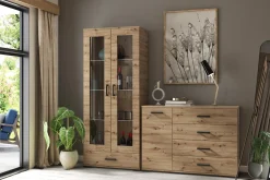 Regał zamknięty na książki 50 cm do salonu FIORA dąb artisan