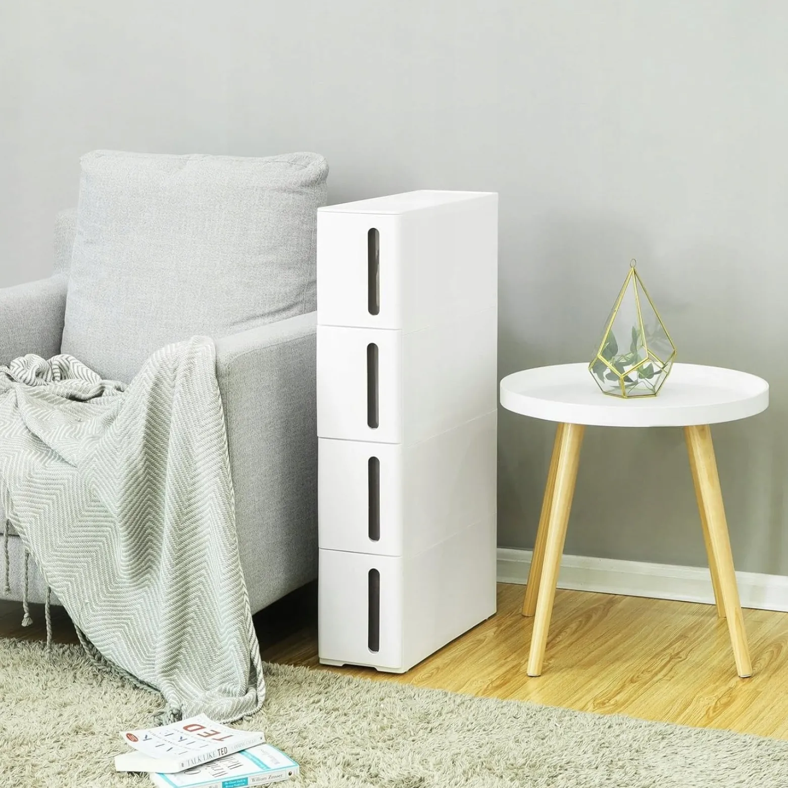 Regał z kółkami 45x83x17 cm wąski słupek szafka KFR08WT