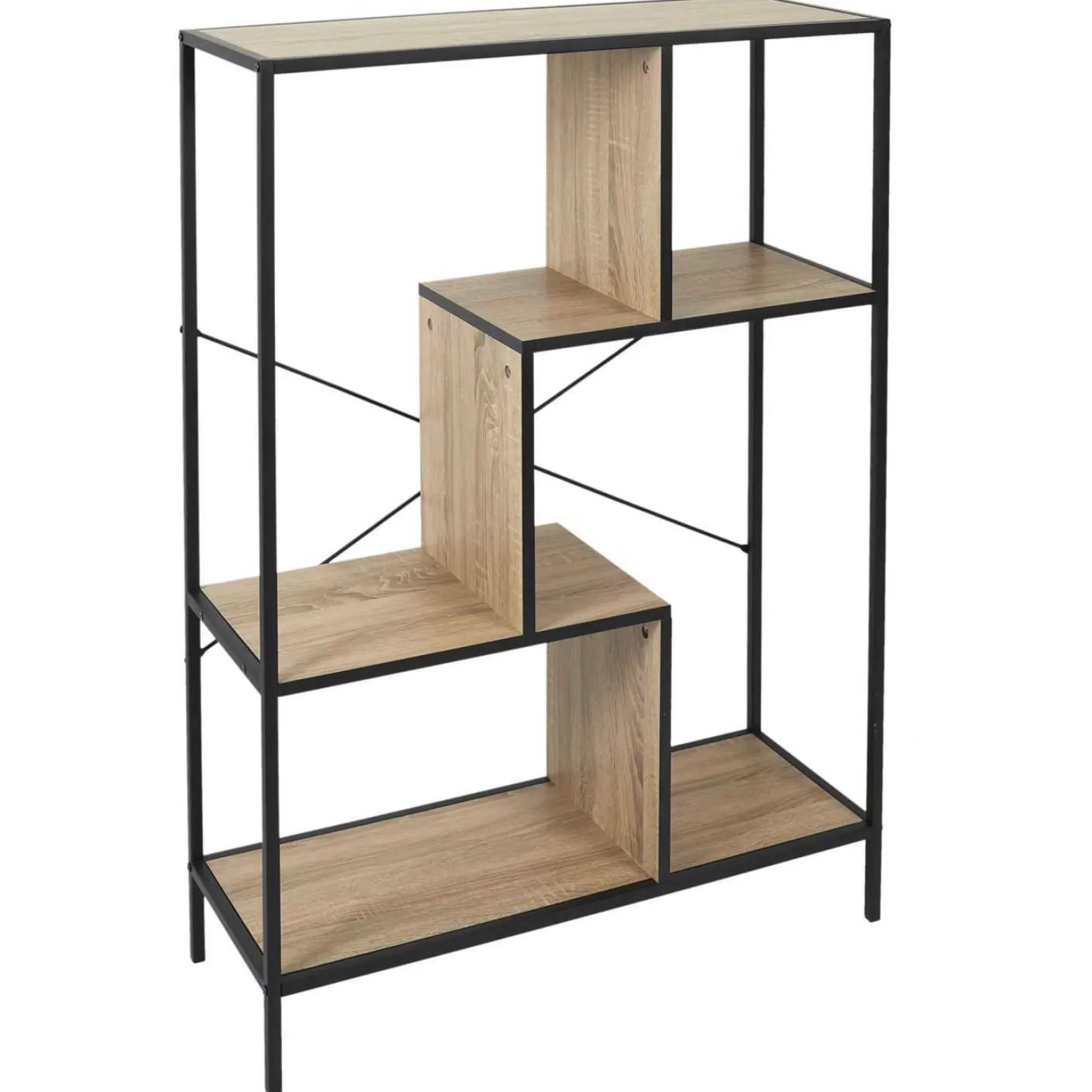 REGAŁ Z MDF I METALU Rack M w okleinie drewna loftowy