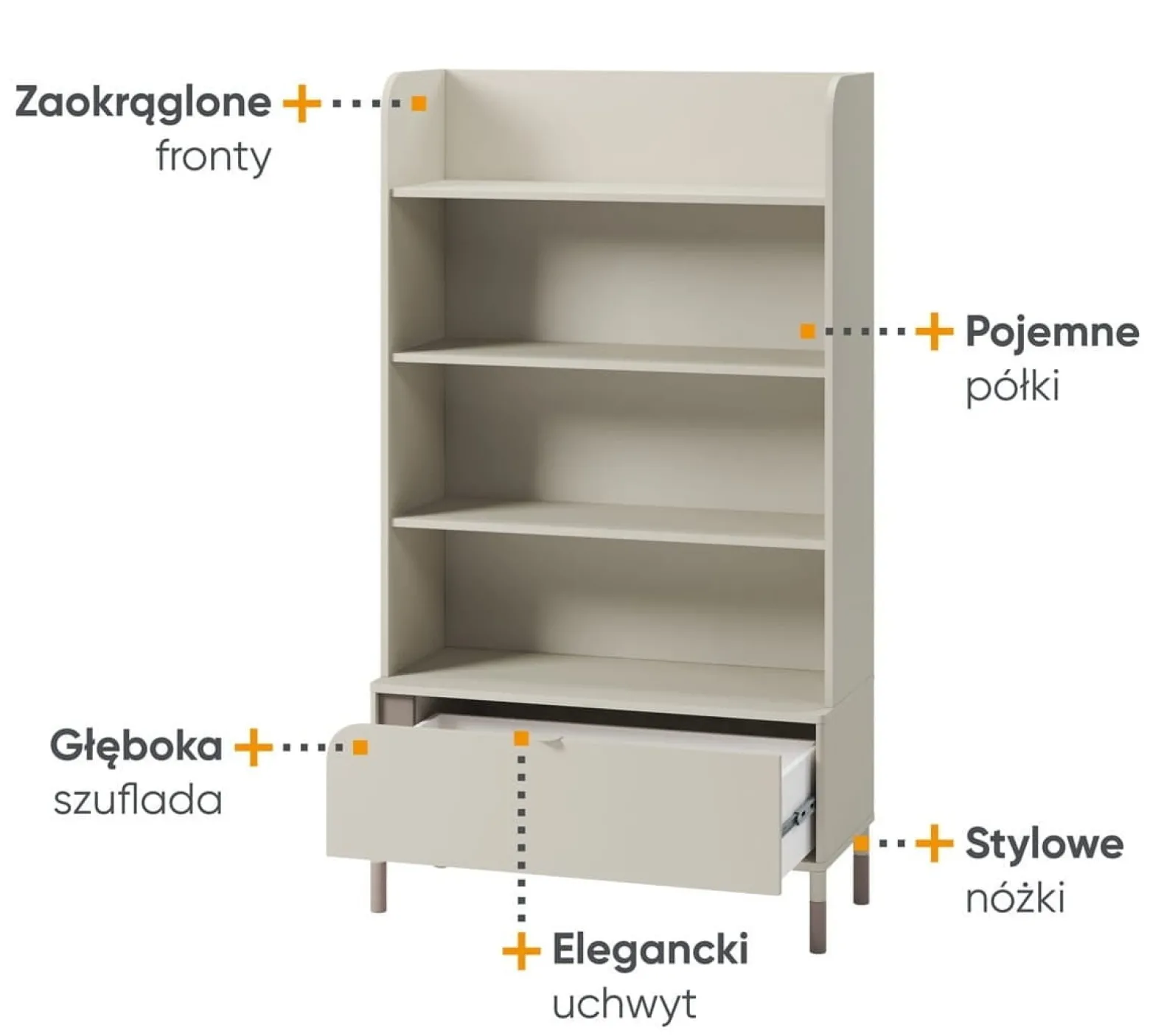 Regał z półkami JUNA w kolorze kaszmirowym