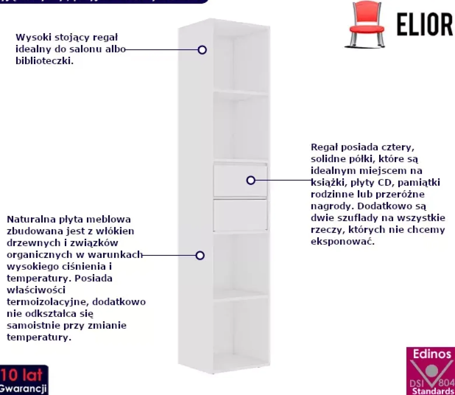 Regał z szufladami biały - Ello