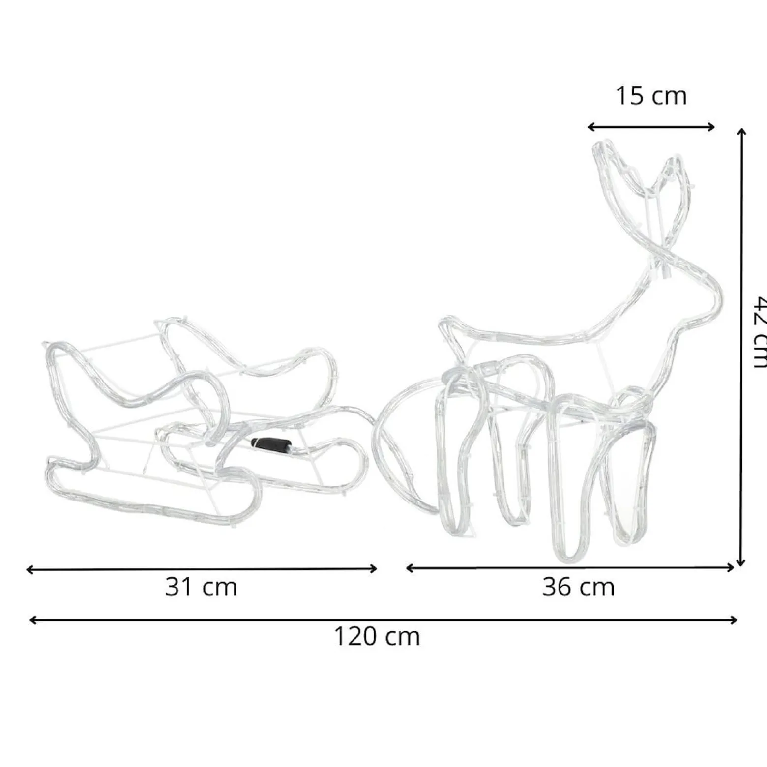 Renifer z saniami Led ozdoba świetlna 100 cm biały ciepły